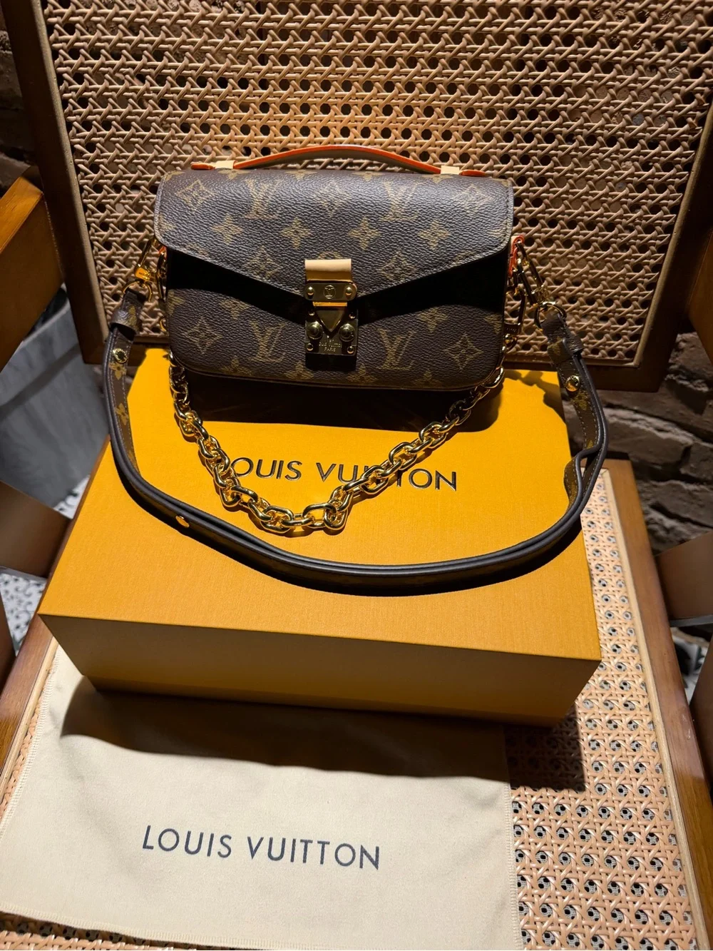 Louis Vuitton Monogram Canvas Crossbody with Gold Hardware